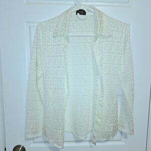 Vintage Fendi monogram sheer blouse